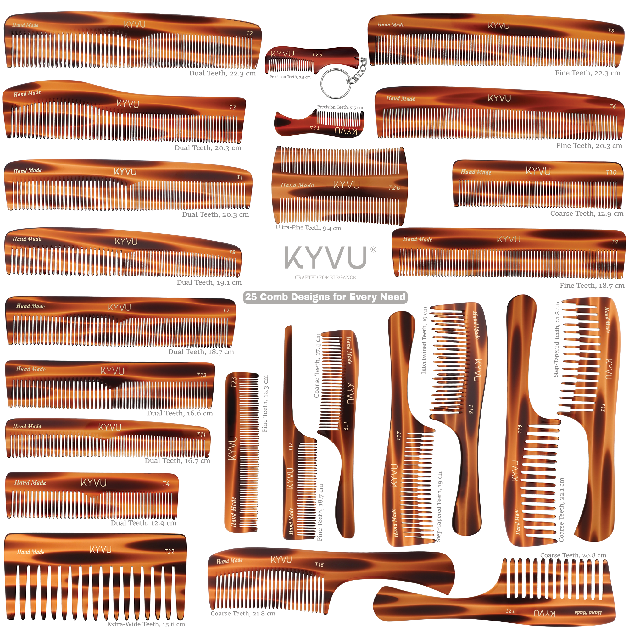 KYVU handmade cellulose acetate tortoiseshell comb — plant-based, anti-static and eco-friendly alternative to plastic combs