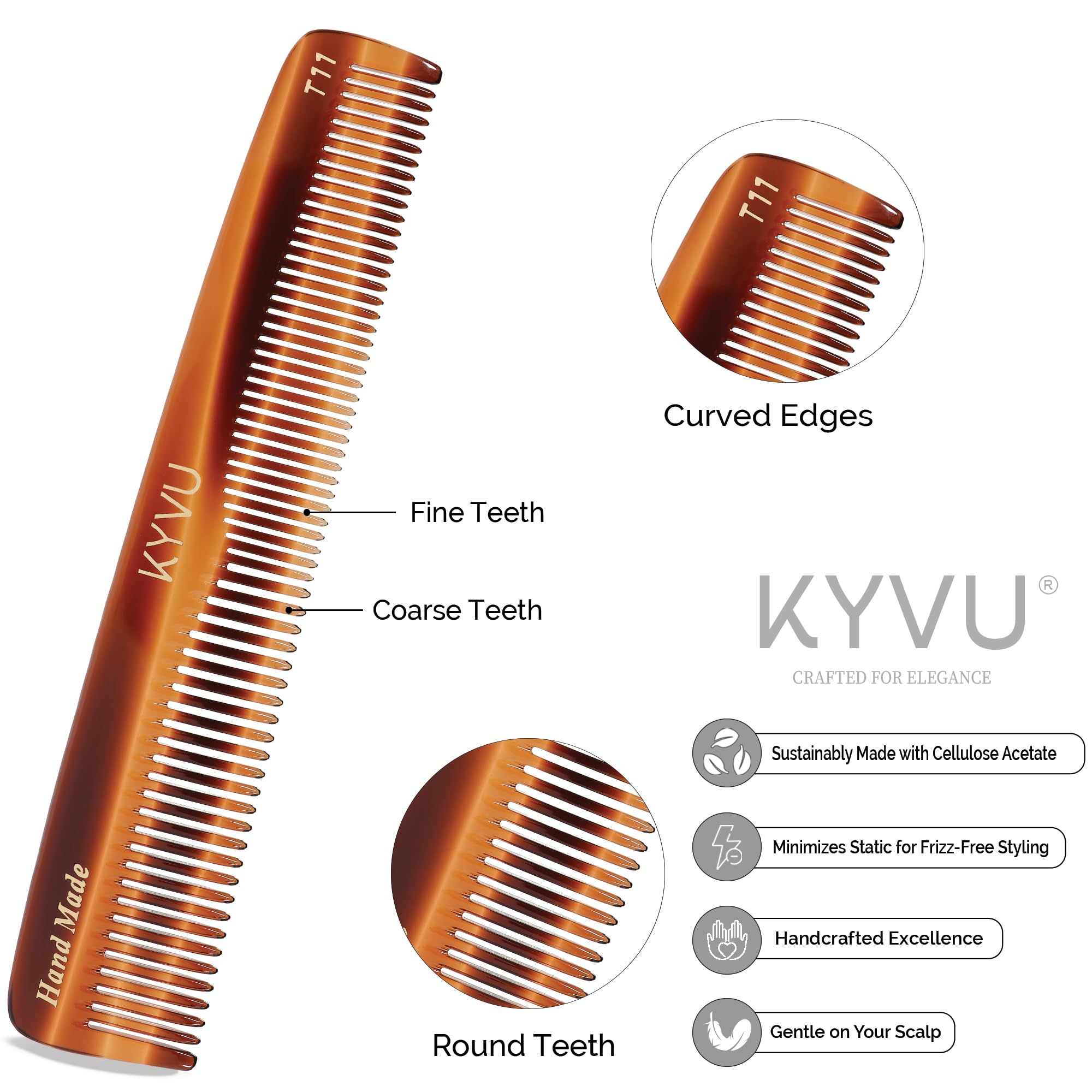Handgefertigter 16,7 cm kompakter Friseurkamm (T11)