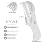 KYVU A24 aluminium moustache comb with fine teeth zoom, durable 6163 alloy handcrafted smooth glide gentle grooming