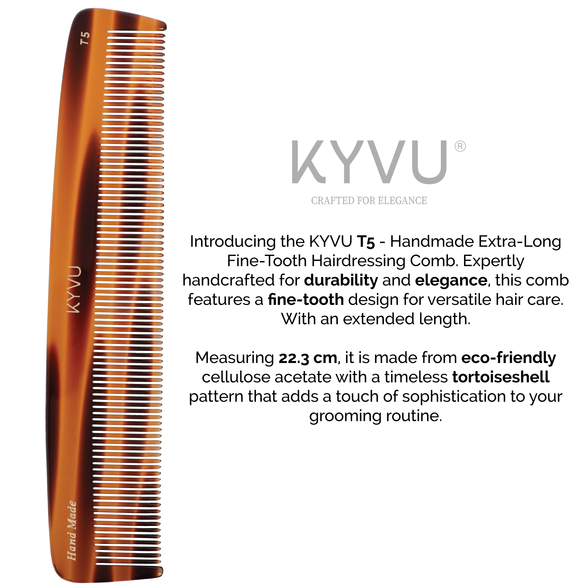 Handgefertigter, extragroßer Friseurkamm (T5), 22,3 cm