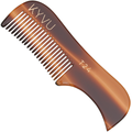 KYVU T24 handmade tortoiseshell beard and moustache comb in cellulose acetate, fine-tooth, pocket size, for men