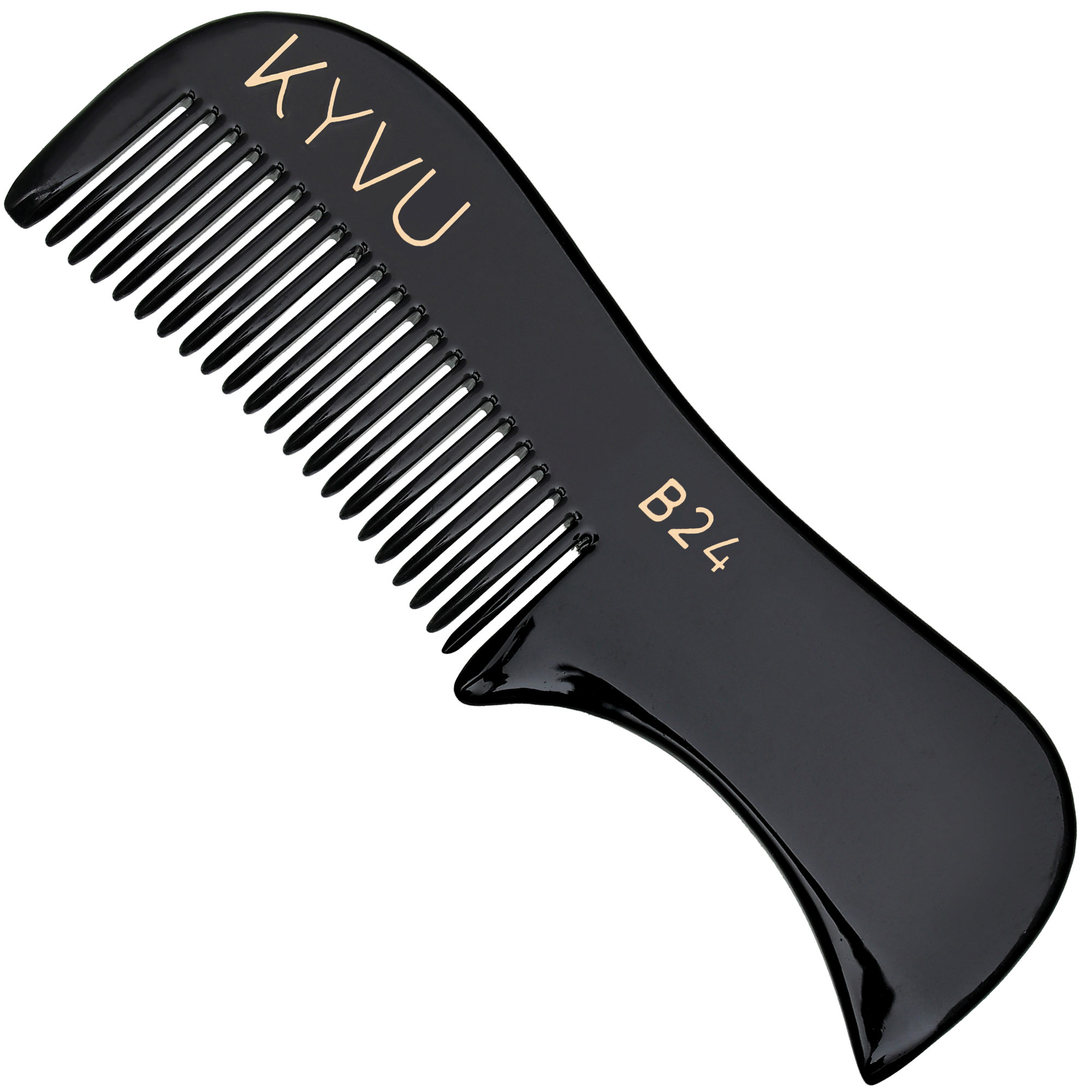 KYVU B24 handmade black moustache comb 7.5cm fine teeth