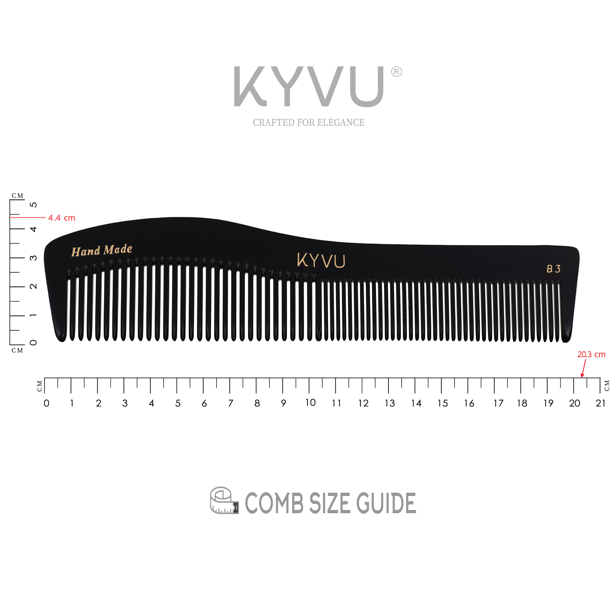 Handgefertigter 20,3 cm Pflege- und Stylingkamm (T3)