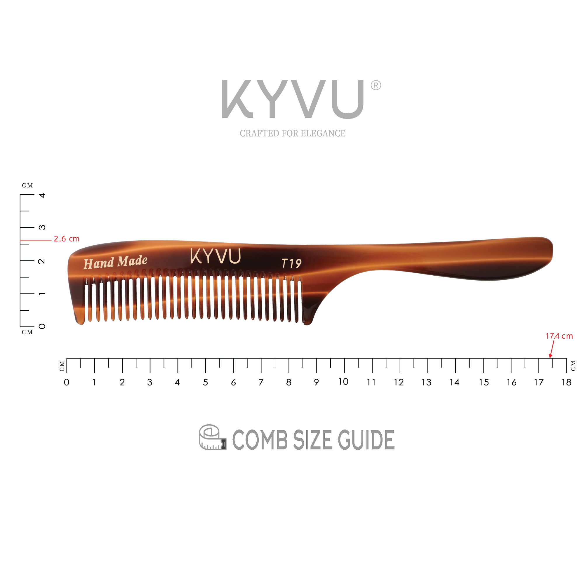 Handgefertigter 17,4 cm großer grober Haarstylingkamm (T19)