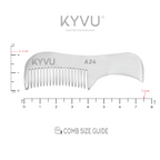 KYVU A24 aluminium moustache comb size guide 7.5cm length 2.3cm width