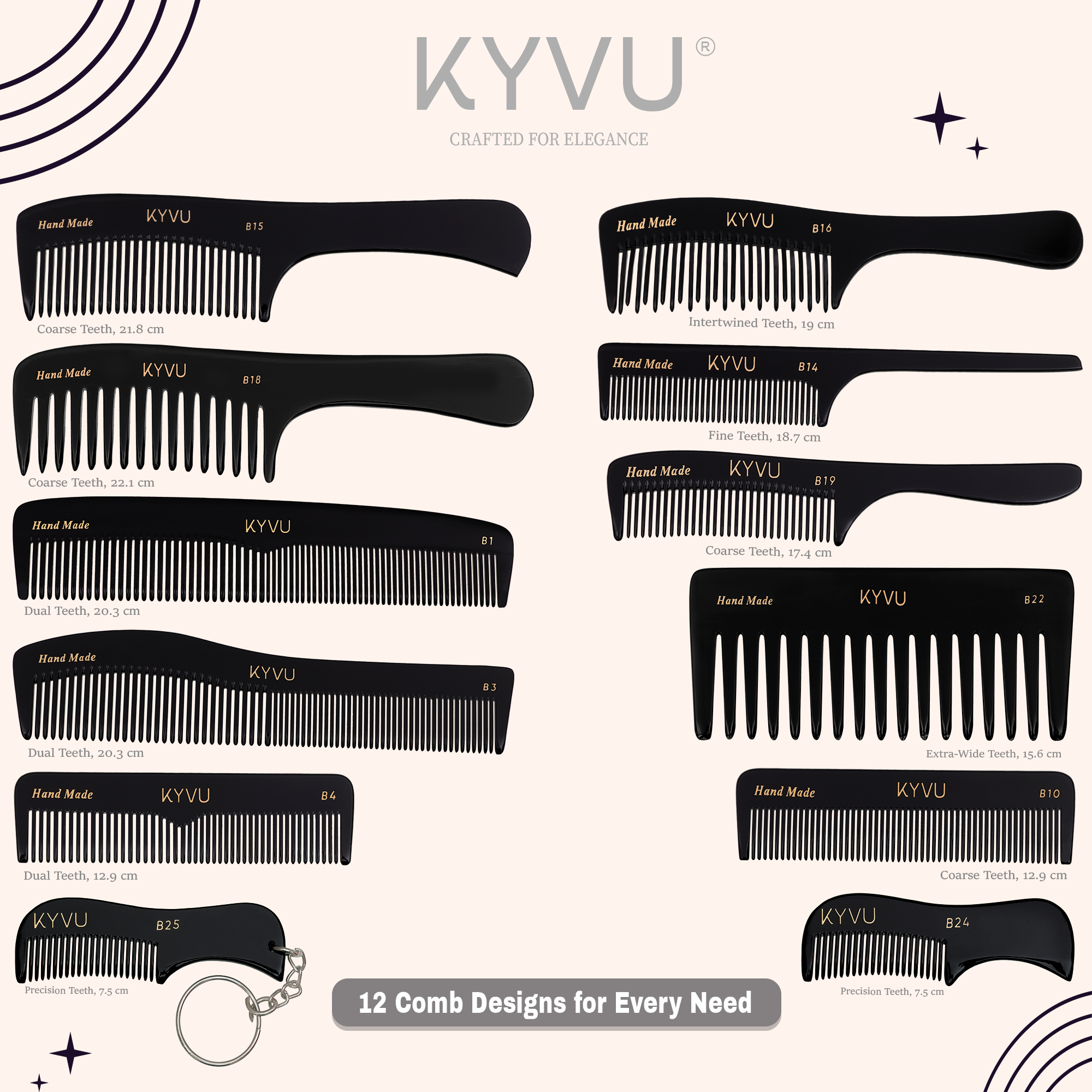 Handmade 18.7 cm Tail Comb (B14)