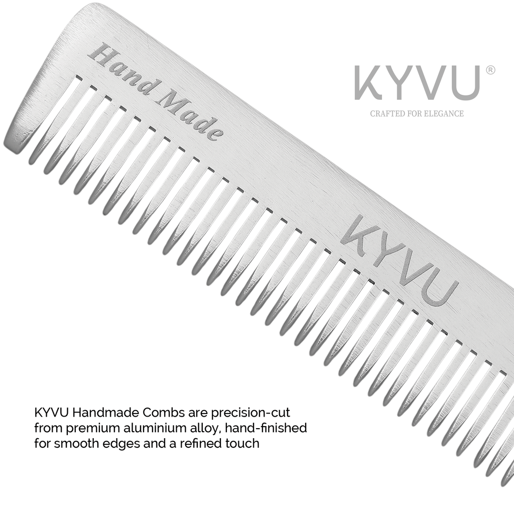 KYVU A2 aluminium comb precision-cut from premium aluminium alloy, hand-finished for smooth edges and refined touch