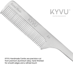 A6 anodized aluminium close-up showing brushed-silver finish and laser-engraved KYVU branding