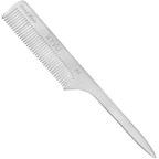 KYVU A6 handmade metal rat-tail comb in anodized aluminium, fine teeth and pointed tail, for sectioning fine and straight hair