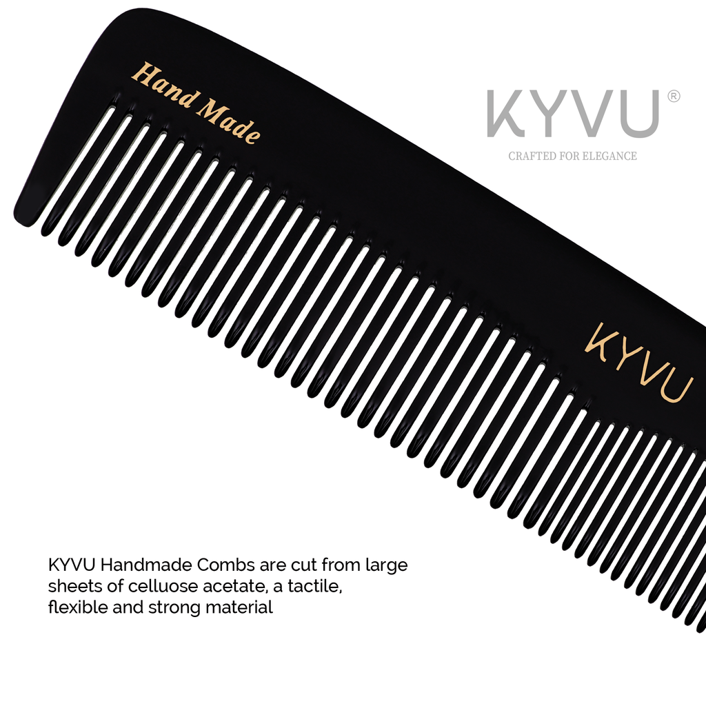 KYVU B1 cellulose acetate close-up showing smooth glossy black finish