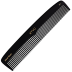  KYVU B1 handmade black dual-tooth comb in cellulose acetate, fine and coarse, for men and women