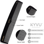 B1 black acetate comb showing fine teeth on one side and coarse teeth on the other, with rounded tips