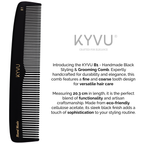 KYVU B1 dual-tooth comb size guide — 20.3 cm length, 4 cm width, 0.375 cm thickness