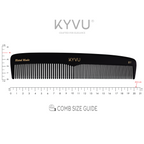 KYVU B1 black dual-tooth comb specifications — 20.3 cm, 26 g, cellulose acetate, fine and coarse teeth