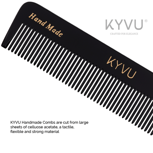 KYVU B10 cellulose acetate close-up showing smooth glossy black finish