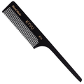 KYVU B14 handmade black rat-tail comb in cellulose acetate, fine-tooth pintail for sectioning