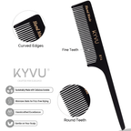 B14 black acetate comb showing closely-spaced fine teeth and tapered pintail with rounded tips