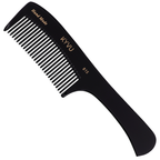 KYVU B15 full-size black cellulose acetate handled detangling comb 21.8 cm on white background