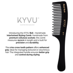 B16 black acetate comb showing alternating criss-cross tooth pattern with rounded tips