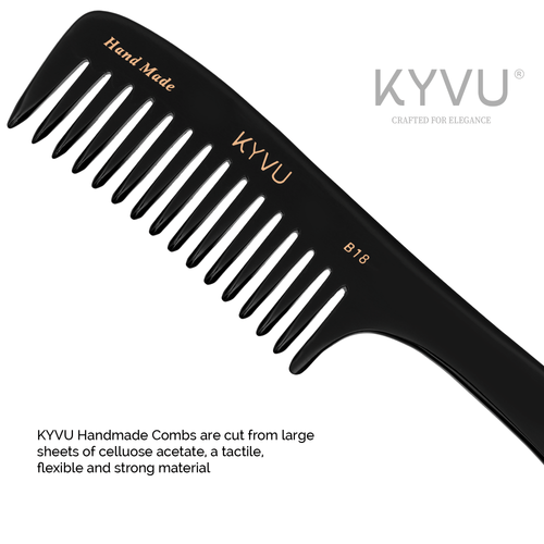  KYVU B18 cellulose acetate close-up showing smooth glossy black finish