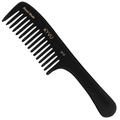 KYVU B18 handmade black extra wide-tooth comb with handle in cellulose acetate, for very thick and coily hair