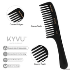 B18 black acetate comb showing 14 extra-wide-spaced teeth with hand-rounded tips