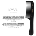  KYVU B18 extra wide-tooth comb size guide — 22.1 cm length, 4.5 cm width, 0.45 cm thickness