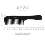  KYVU B18 black extra wide-tooth comb with handle specifications — 22.1 cm, 33 g, cellulose acetate, 14 wide teeth