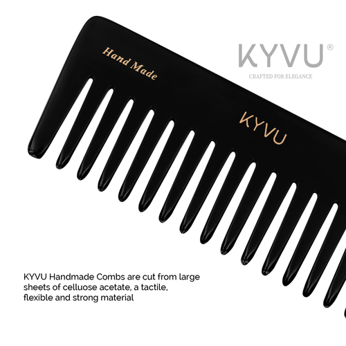KYVU B22 cellulose acetate close-up showing smooth glossy black finish