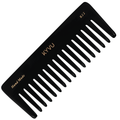 KYVU B22 handmade black wide-tooth detangling comb in cellulose acetate, broad body, for curly and thick hair
