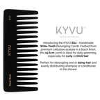 KYVU B22 wide-tooth comb size guide — 15.6 cm length, 6 cm width, 0.45 cm thickness