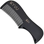 KYVU B24 handmade black beard and moustache comb in cellulose acetate, fine-tooth, pocket size, for men