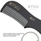 KYVU B25 cellulose acetate close-up showing smooth glossy black finish