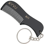 KYVU B25 handmade black beard and moustache comb with keyring in cellulose acetate, fine-tooth, for men