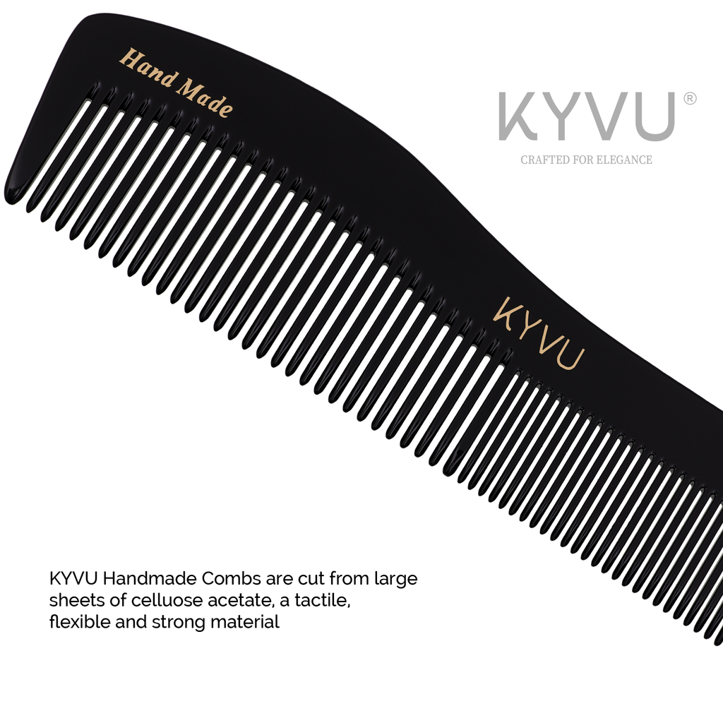 KYVU B3 cellulose acetate close-up showing smooth glossy black finish