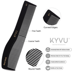 B3 black acetate comb showing coarse teeth on one side and fine teeth on the other, with rounded tips