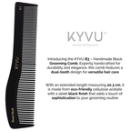 KYVU B3 dual-tooth comb size guide — 20.3 cm length, 4.4 cm width, 0.375 cm thickness