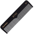 KYVU B4 handmade black pocket comb in cellulose acetate, dual-tooth, for men and women, hair and beard