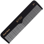 KYVU B4 handmade black pocket comb in cellulose acetate, dual-tooth, for men and women, hair and beard