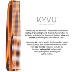 KYVU T1 dual-tooth comb size guide — 20.3 cm length, 4 cm width, 0.375 cm thickness