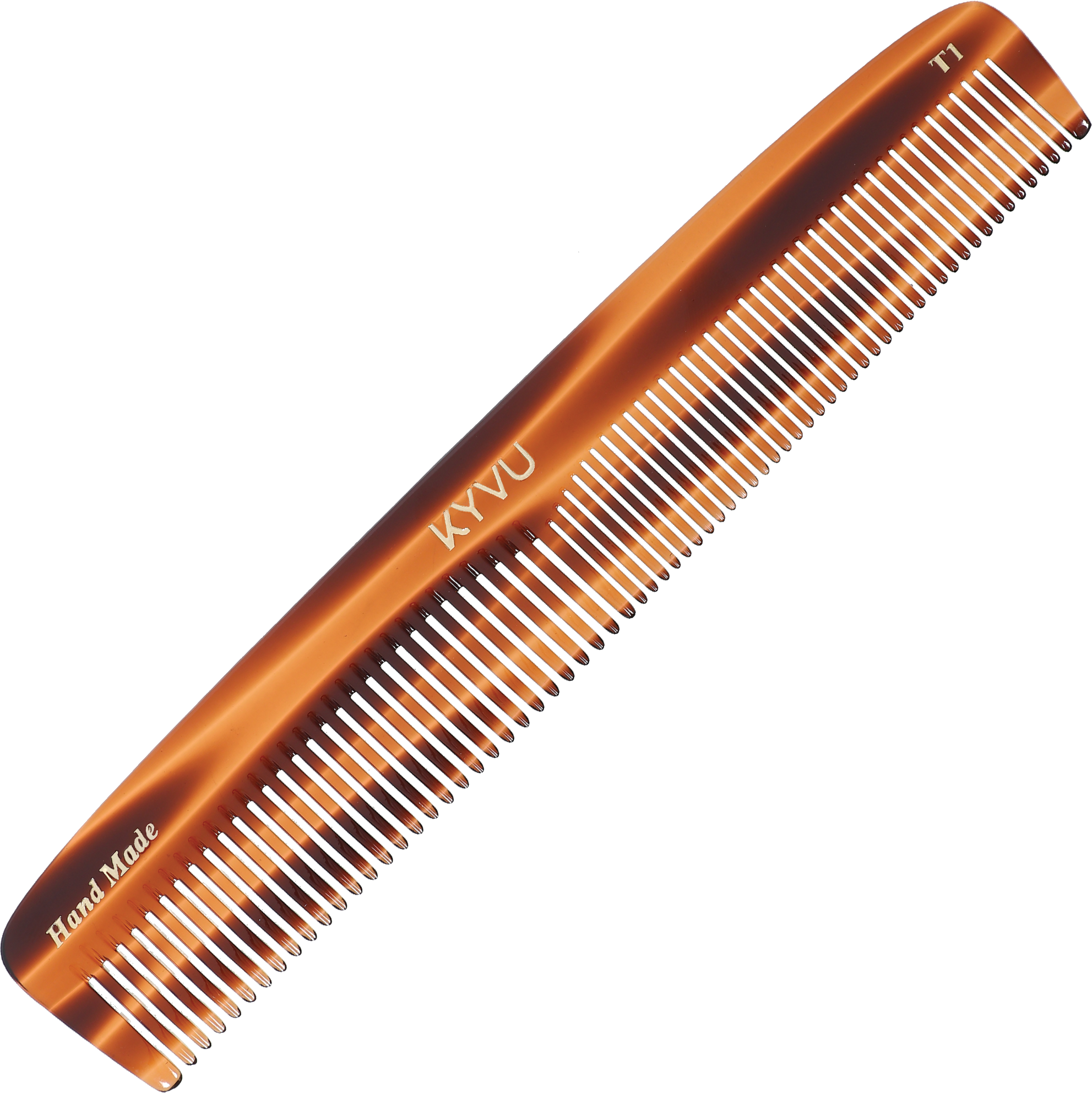  KYVU T1 handmade tortoiseshell dual-tooth comb in cellulose acetate, fine and coarse, for men and women