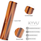 T10 tortoiseshell acetate comb showing coarse wide-spaced teeth with hand-rounded tips