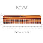 KYVU T10 tortoiseshell pocket comb specifications — 12.9 cm, 13 g, cellulose acetate, coarse teeth