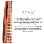  KYVU T11 dual-tooth comb size guide — 16.7 cm length, 2.9 cm width, 0.325 cm thickness