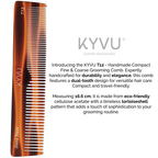 KYVU T12 dual-tooth comb size guide — 16.6 cm length, 3.3 cm width, 0.375 cm thickness