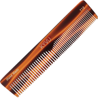 KYVU T12 handmade compact tortoiseshell dual-tooth comb in cellulose acetate, fine and coarse, for men and women