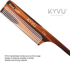 T14 tortoiseshell acetate comb showing closely-spaced fine teeth and tapered pintail with rounded tips