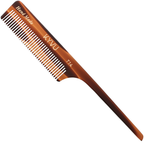  KYVU T14 handmade tortoiseshell rat-tail comb in cellulose acetate, fine-tooth pintail for sectioning