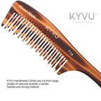 KYVU T16 comb specifications — 19cm length, 4cm width, 0.37cm thickness, 19g weight, cellulose acetate tortoiseshell finish