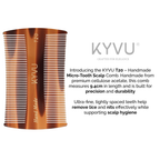 T20 tortoiseshell acetate comb showing extra-fine micro-teeth with hand-rounded tips
